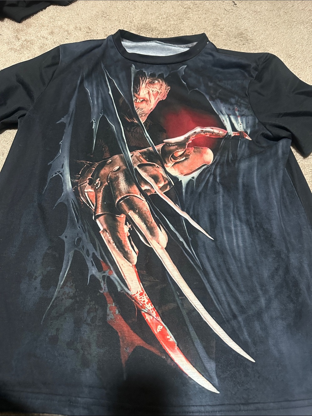 Men's Black medium Horror Print Shirt - Freddy Krueger nightmare on elm street